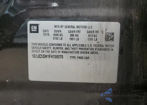 2015 Chevrolet Sonic Lt z USA, uszkodzony, nr VIN 1G1JC5SH1F4158076